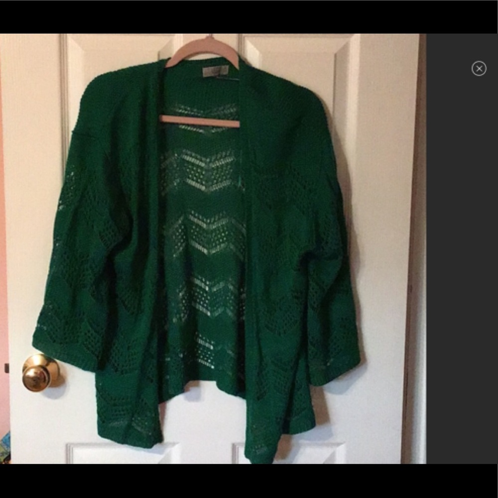 A green cardigan/shawl